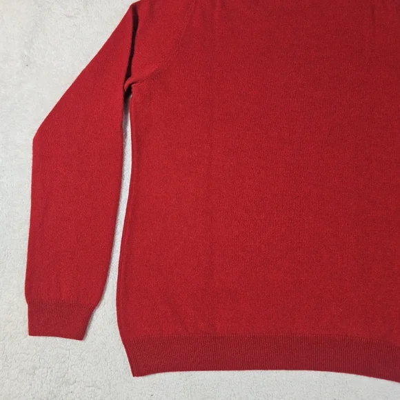 Talbots Pure Cashmere Red Crewneck Sleeve Pullover Sweater Size Large - Picture 8 of 12